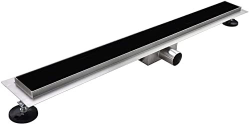 Edelstahl Duschrinne Bodenablauf Ablaufrinne Duschablauf Schwarz Glas100cm