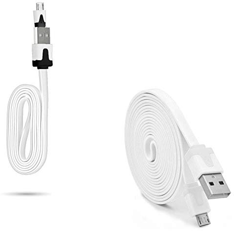 Pack Chargeur pour WIKO Y81 Smartphone Micro USB (Cable Noodle 3m + Cable Noodle 1m) Android (Blanc)