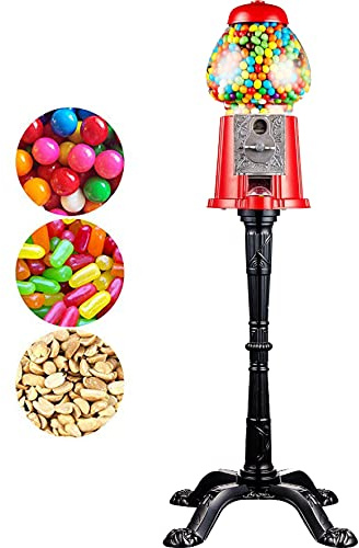 Classic Red Gumball Machine with Stand with Glass Globe for Small Gumballs Gumball Bank for Any Coin, 94 Inch