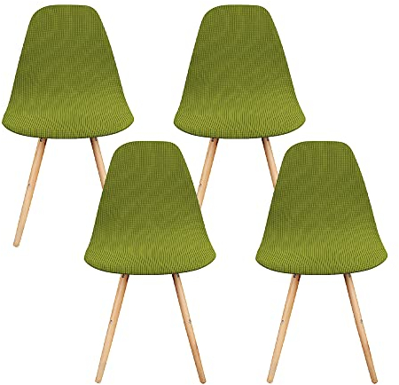 Schalenstuhl Bezug,Stuhlhussen 4er Set,Strech Jacquard Esszimmerstühle Stuhlbezug,Abnehmbare Waschbar Spannbezug,Universal Stuhlabdeckung für Wohnzimmer Hochzeit Büro Bankette Partys Deko (gelb-grün)