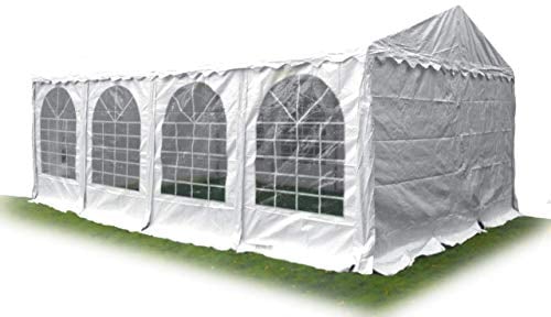 AmbiSphere Hochwertiges Partyzelt Pavillon Zelt ca. PE 240g/m² Plane Gartenzelt Festzelt Pergola Gartenpavillon Zeltgarage faltpavillon Wasserdicht weiß in diversen Grossen 5 Jahren Garantie (6x12m)