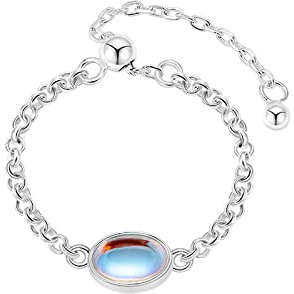 PAIHUIART Ring Ringe Damen Bijouterie Frauen Schmuck Damenring Eheringe Natürlicher Mondstein-Ring, Verstellbare Kette, Feiner Schmuck, Verlobungsringe Für Frauen, Hochzeitsgeschenk