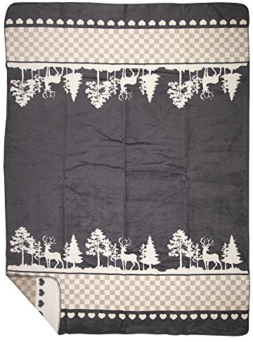 Mars & More Decke Wald grau 150cm x200cm kuschelige Decke Plaid Wolldecke Kuscheldecke