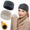 Stirnband Damen Winter 2 Stück Gestrickt Haarband Fleece Warme Strickstirnbänder Elastische Kabel Kopfband (Beige+Dunkelgrau)