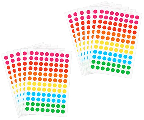 1056 Stück Farbige Punkte, 8mm Mixed Farben Runde Farbige Etiketten Selbstklebend Leicht Abziehbar Punkt-aufkleber für Wand Tagebuch Planer Scrapbooking Klassenzimmer (6 Farben)
