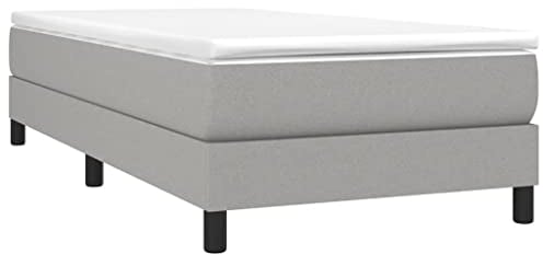vidaXL Bettgestell, Polsterbett Bett für Schlafzimmer, Bettrahmen mit Lattenrost, Schlafzimmerbett Einzelbett, Hellgrau 90x200cm Stoff