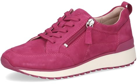 CAPRICE Damen Sneaker flach aus Leder mit Reißverschluss, Lila (Fuchsia Suede), 38 EU