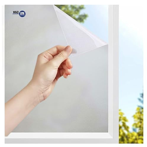vgoltd Frosted Window Film Self Adhesive – Privacy Window Film for Glass Windows & Doors – Opaque Frosted Glass Effect Vinyl for Bathroom, Office & Home – Easy-to-Apply Privacy Film (90 x 500 cm)
