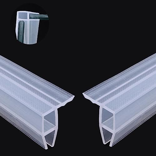 Paquete de 2 tiras de sellado de puerta de vidrio tipo esquina de 2 m, tira de silicona para tina, ducha, burlete de borrador, oficina, balcón, puerta y ventana (6 mm)