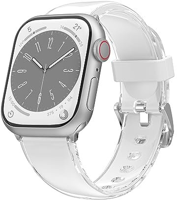 BolYel Bracelet Compatible Apple Watch 41mm 40mm 38mm,Bracelet de remplacement en silicone transparent double couche compatible avec le bracelet iWatch Series 8 7 6 5 4 3 2 1 SE Blanc