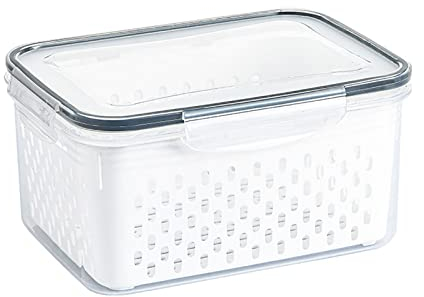 Recipiente de Almacenamiento de Frutas para Nevera, Recipientes de Ahorro de Almacenamiento de Productos Vegetales con Tapa para Refrigerador, Recipientes de Almacenamiento de Alimentos con(850ML)