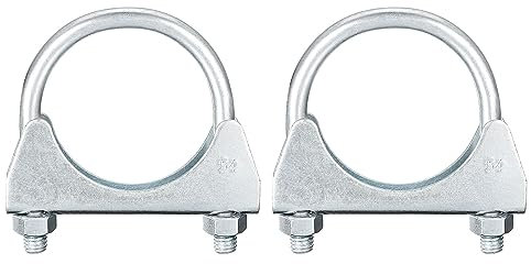 sourcing map Muffler U-Bolt Clamps for 54mm(2-1/8) Diameter Exhaust Tail Pipe, 2pcs Exhaust U Clamp Saddle Type U-Bolt Clamps
