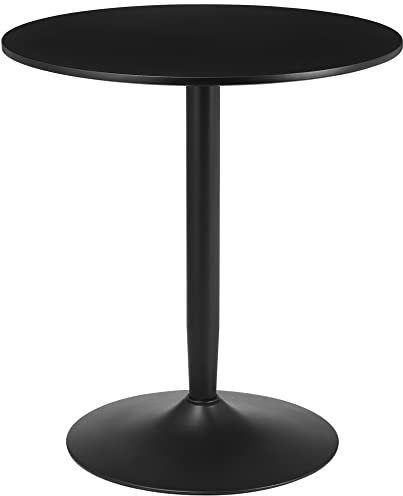 HOMCOM Round Dining Table, Modern Kitchen Table with Steel Base, Non-slip Foot Pad for Living Room, Dining Room, Black