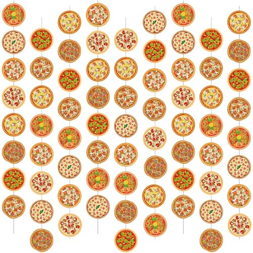 Halloscume 12 Stück Pizza Party Dekorationen Runde Pizza Dekorationen Pizza Banner Pizza Party Supplies Pizza Girlande Pizza Ornamente für Geburtstag Party Hängende Ornamente