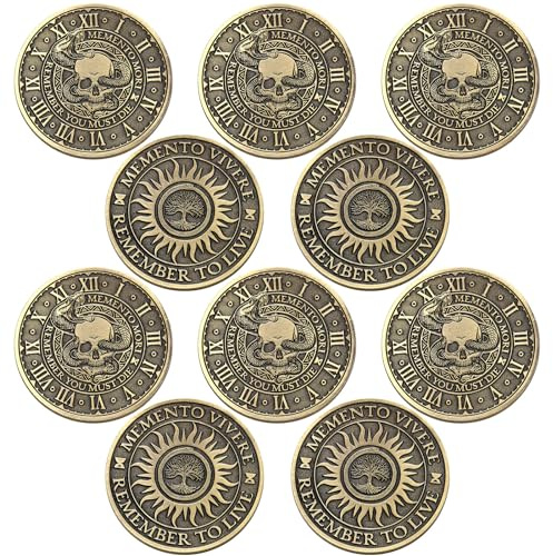 Misdary 10 Pcs Memento Mori Challenge Coin,Classic Style,Copper