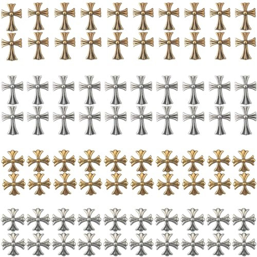 Roellgs 80PCS Cross Vintage Nail Art Charms Metal 3D Punk Nail Art Decoration for Nail Art, Nail Crafts, DIY Nail Art Accessories, Decoration Supplies