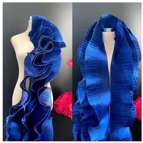 Wisafory 3 metri di Volant, Bordo in Pizzo in Organza, Tessuto plissettato, in Chiffon, Con Volant, bordatura in Pizzo, per cucire, accessori decorativi per Abito e borsa, taglio blu Scuro, 3 metri