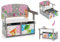 GYMAX 3 in 1 Kids Storage Bench, Wooden Toddler Table and Chair Set with 2 Removable Fabric Bins, Convertible Toy Storage Box for Living Room Playroom Bedroom (Grey)