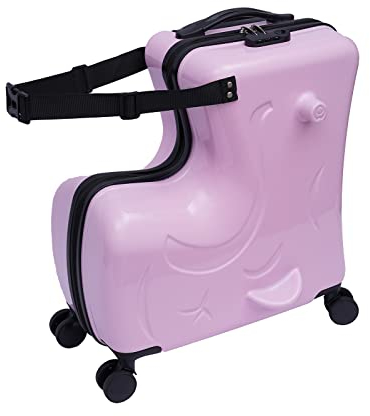 DGJMuu 20 Zoll Koffer Trolley Reisekoffer Niedlicher Cartoon Kinder Koffer Zum Draufsetzen Handgepäck | Pferdeförmig Kindergepäck Mit Sitz 30 * 25 * 55cm | Reisen Geschäftsreisen