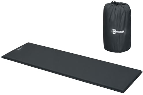 Outsunny Selbstaufblasende Isomatte Isomatte, 5 cm Dicke Einzel-Luftmatratze mit Tragetasche für Wandern, Camping, Reisen, 200 x 65 cm, Grau
