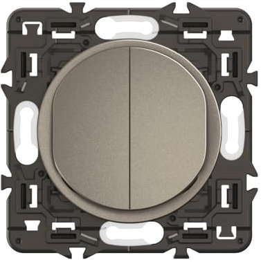 LEGRAND - Interrupteur/Va-et-vient double Céliane lumineux 10A - Design moderne - A équiper d'une plaque - Titanium