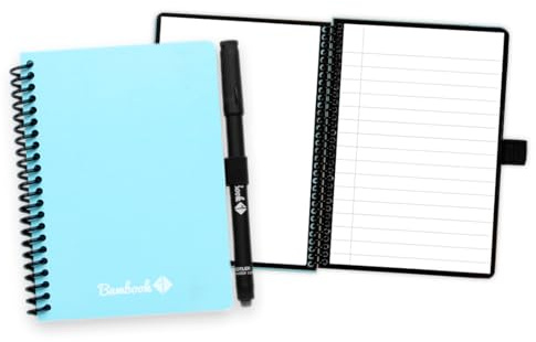 BAMBOOK Colourful Notizbuch - Blau - A6 - Blanko & Liniert - Wiederverwendbares Notizbuch, Notizblock, Reusable Notebook, Löschbares Whiteboard-Notizbuch