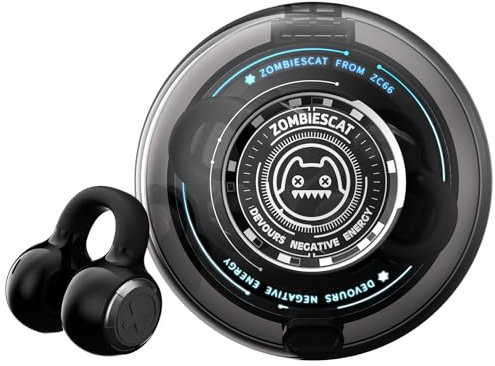 ZOMBIES CAT Cuffie Bluetooth Open Ear Auricolari Bluetooth 5.3 60H Playback cuffie sport stereo con bassi profondi Effetti di luce esclusivi cuffie senza filo per iOS Android, B3 Nero