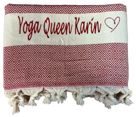 ARTHI XXL Hamamtuch Strandtuch personalisiert, super geeignet als Saunatuch, Badetuch, Wellness, Yoga, Fitness,Sport, individuelle Geschenkidee, 100x180cm, 100% Baumwolle (Rot)
