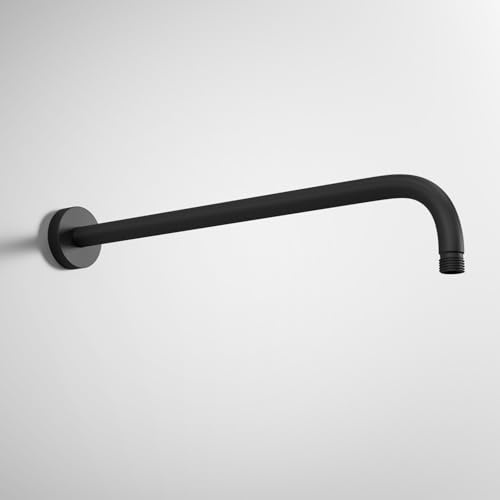 JOHO Bras de douche tube rond J en acier inoxydable 304 avec fonction anti-calcaire(40cm) noir avec charge de 52kg