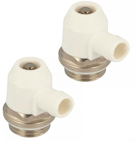SMZhomeone Lot de 2 valves de purge de radiateur 1/2 avec nez rotatif nickelé avec sortie de vidange rotative