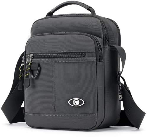 SPAHER Bolso Hombre Bandolera Bolso de Mensajero Hombre Casual Bolsos de Mano Nylon Impermeable Negocio Bolso Caballero Mariconeras Man Bag para IPad Mariconeras para Hombres Gris