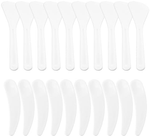 DLPRK 20 Pièces Spatule de Maquillage, Mini Spatule Cosmétique, Spatule à Masque, Cuillère Crème Plastique, Spatule Courbe pour Diverses Crèmes, Creme Visage, Spatule Plastique, Mini Maquillage