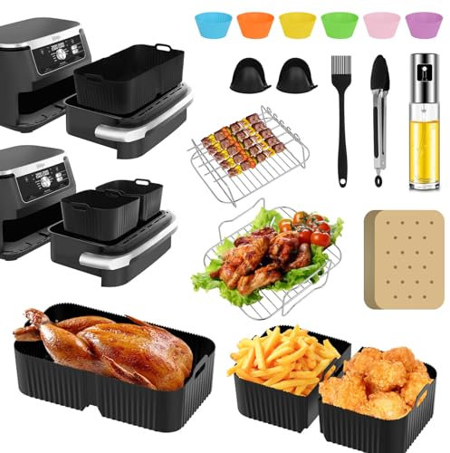Moule Air Fryer, 17PCS Accessoire Air Fryer pour Ninja Air Fryer 10.4L AF500EU, Moule Silicone Air Fryer pour Ninja Foodi Flex 10,4 L, Air Fryer Accessoires pour Ninja Air Fryer