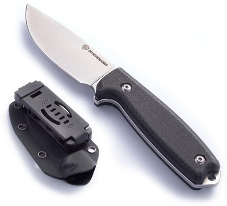 DRACHENADER Couteau lame fixe EDC - Longueur de 8,2 cm - Conforme à la réglementation 42a - Acier 14C28N - Manche en Micarta (C- Lame blanche - Manche noir)