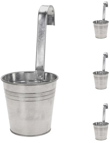 Mojawo 4er Set Balkontopf Hängetopf Blumentopf zum Aufhängen Pflanzgefäß Balkontopf verzinkt zu Aufhängen Ø13xH28cm