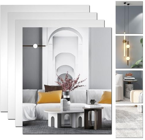 Specchio di vetro autoadesivo,specchio adesivo HD HD,film a specchio flessibile,piastrelle dello specchio autoadesivo,specchio da parete,per il bagno del bagno mobile la camera da letto(35,5*30 cm)