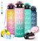 Gourde 1l, Gourde Sport, Anti Fuite, Gourde Graduée pour 1 Journee, Facile à Nettoyer, Gourde Motivation, Réutilisable, Gourde Adulte avec Slogan de Motivation, pour École, Camping, Yoga, Randonnée