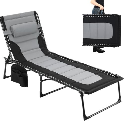 LIFERUN XXL Sonnenliege klappbar, 199×66×35 cm Liegestuhl mit 5-Fach Verstellbarer Rückenlehne, extra Große Gartenliege bis 150 kg, Strandliege, Relaxliege, Campingliege, Liege für Outdoor
