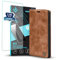 LBH Handyhülle für Apple iPhone 12 Pro Max in Hellbraun mit Displayglas Karten- und Geldfach Smartphone Hülle mit Standfunktion Flip Case Schutzhülle Magnetverschluss Vintage