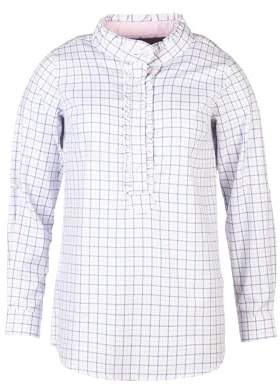 Ladies Country Check Ruffled Collar Shirt Women's Checked Cotton Shirts