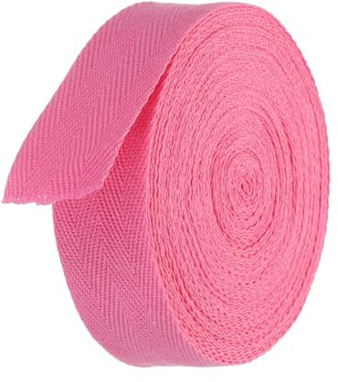 TA-VIGOR Baumwoll-Twillband, 30 mm, 9,1 m, Schrägband, Wimpelband, weiches natürliches Fischgrätenmuster, Gurtband, Rolle zum Nähen, Schneidern, Geschenkverpacken, Basteln, Rosa