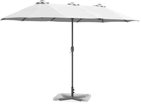vidaXL Garden Parasol Sand 370 x 197 x 239 cm Powder-coated steel, Balcony Umbrellas, Modern Patio Canopy, Garden Outdoor Furniture, Summer Sun Shade, Foldable Relaxation Coverings