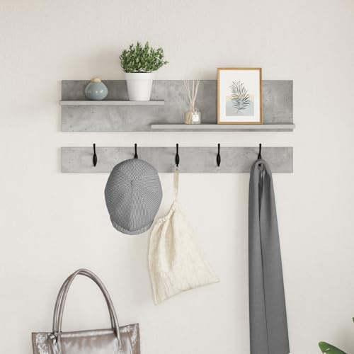 MOBCANT Wandmontierter Kleiderständer Betongrau 90 x 15 x 36 cm, Schwebendes Regal Bücherregal Wand Floating Shelves Regal Verwendbar für Schlafzimmer Wohnzimmer Waschküche Arbeitszimmer