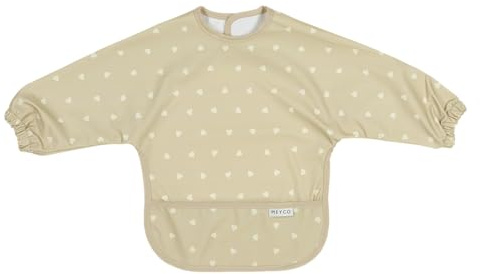 MEYCO Ärmellätzchen langarm Alter 6-24 M. Baby Lätzchen Branches Sand | wasserdicht - BPA & PVC-frei - leicht zu reinigen - vielseitig - Latz m. Auffangschale - weich & hautfreundlich