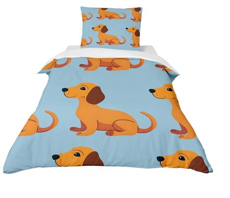 Odot Kinderbettwäsche für Jungen und Mädchen, 3D Cartoon Hund Kleinkinder Bettwäsche-Set, Bettbezug & Passenden Kopfkissenbezug, Kinderbettwäsche Set (Blau,135x200cm)