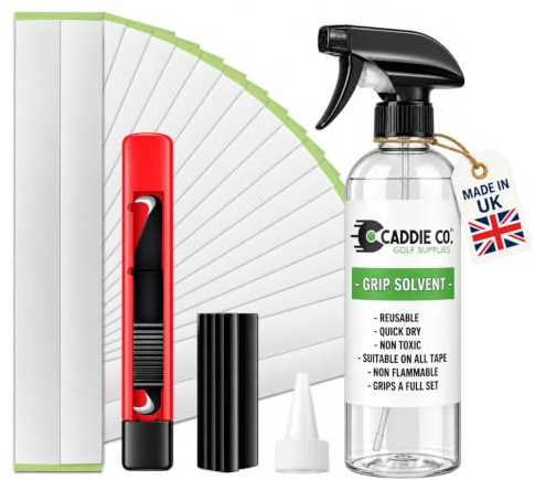 CADDIE CO® Golf Regripping Kit - Grip Tape, Solvent, Hook Blade, Vice Clamp