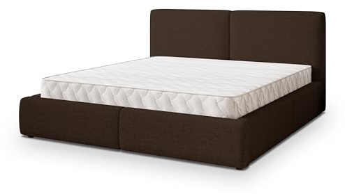 Masseno Polsterbett FELURO NV 200x200 cm, Doppelbett, Bettkasten, Stauraum, Lattenrost Und Kopfteil - Dunkelbraun, Neve 28