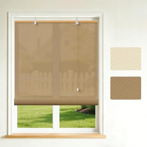 Grandekor Store Enrouleur Extérieur Occultant Bambou 80 x 220cm Naturelle, Résistant Extérieur pour Terrasse Véranda Pergola Porte & Fenêtre