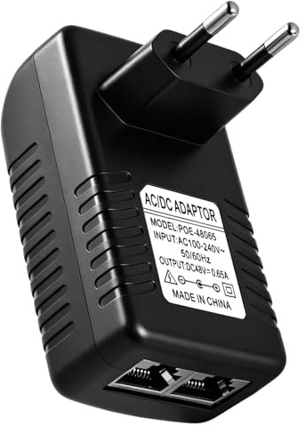 48V 30W PoE Injector Adapter, PoE Netzteil Adapter für Ethernet | 30W Power Over Ethernet mit EU-Stecker, 100Mbps, Nach 802.3af Standard, 48V Wand Injektor für IP-Kamera WLAN Access Point