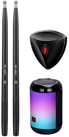 Virtual Air Batterie avec lumières RVB, baguettes électroniques portables pour jeunes et débutants, pédales, sans fil, haut-parleur intégré, facile à apprendre, bâtons de 34 cm